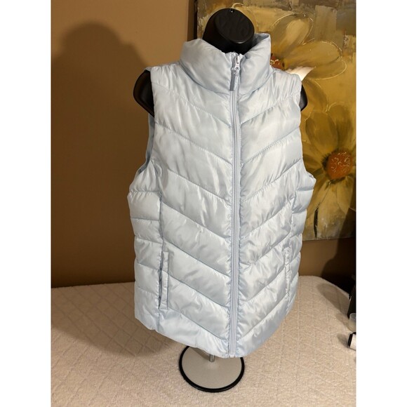So Authentic American Heritage Light Blue Full Zip Puffer Vest Side Pockets Sz L - Picture 4 of 16